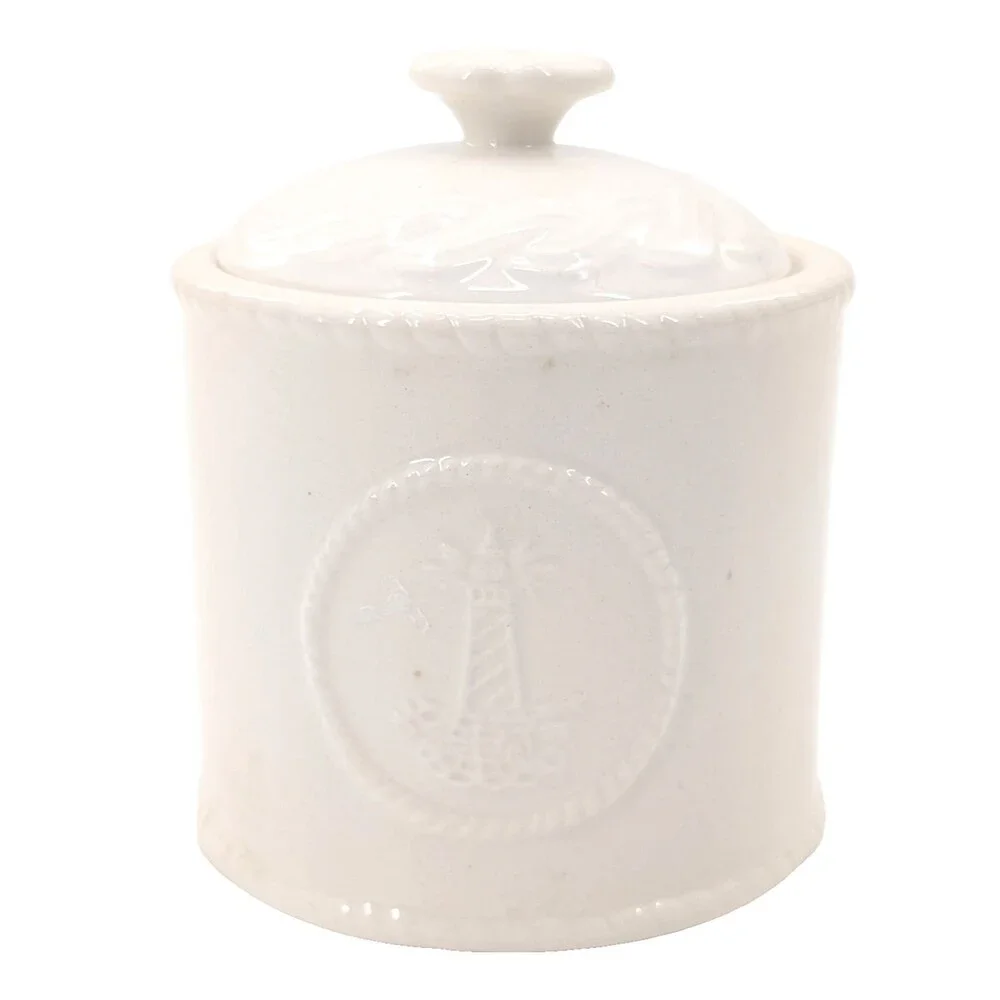 American Atelier at Home Nautical White Lighthouse Sugar Bowl Canister Stoneware
